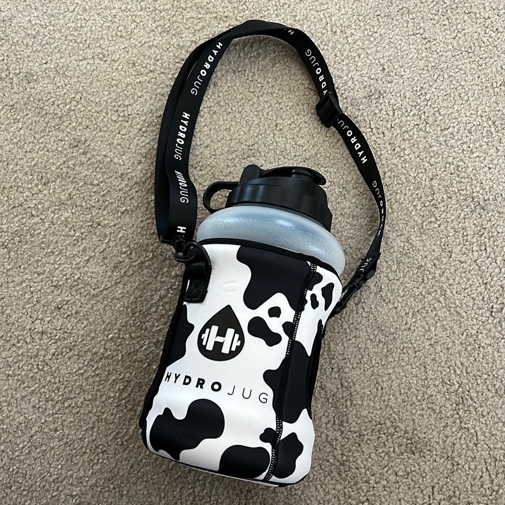 Clear HydroJug with Black Cow Sleeve